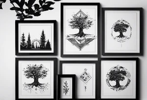 POV under a tree square framed minimalistic tattoo idea