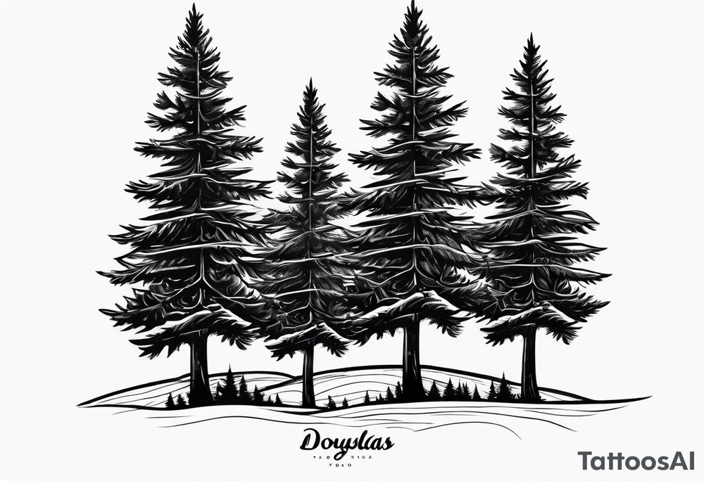 Douglas fir tree in negative space tattoo idea