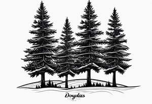 Douglas fir tree in negative space tattoo idea