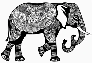 compas thailand country outline with elephant tattoo idea