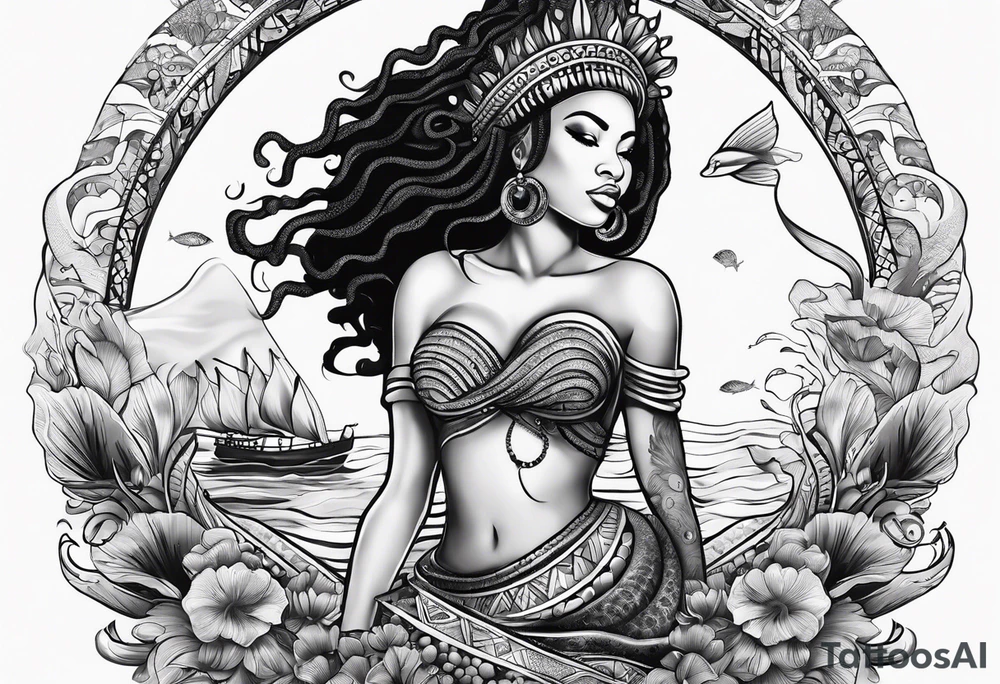 Mami wata african underwater small tattoo idea