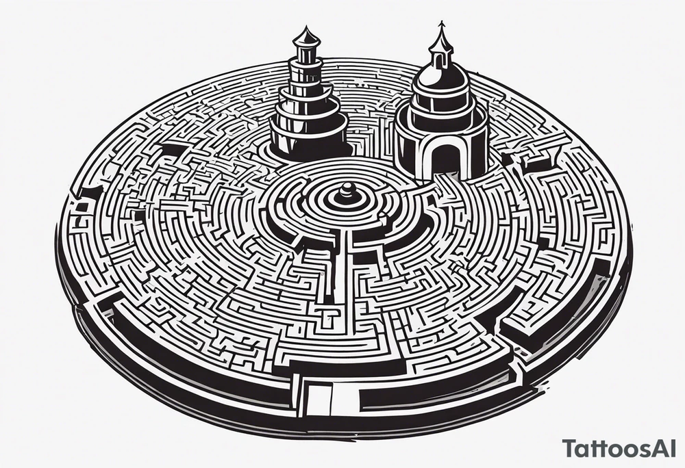 Labyrinth Maze with castle tattoo idea