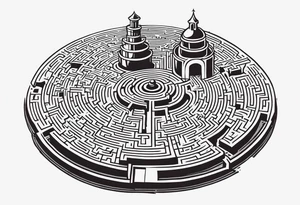 Labyrinth Maze with castle tattoo idea