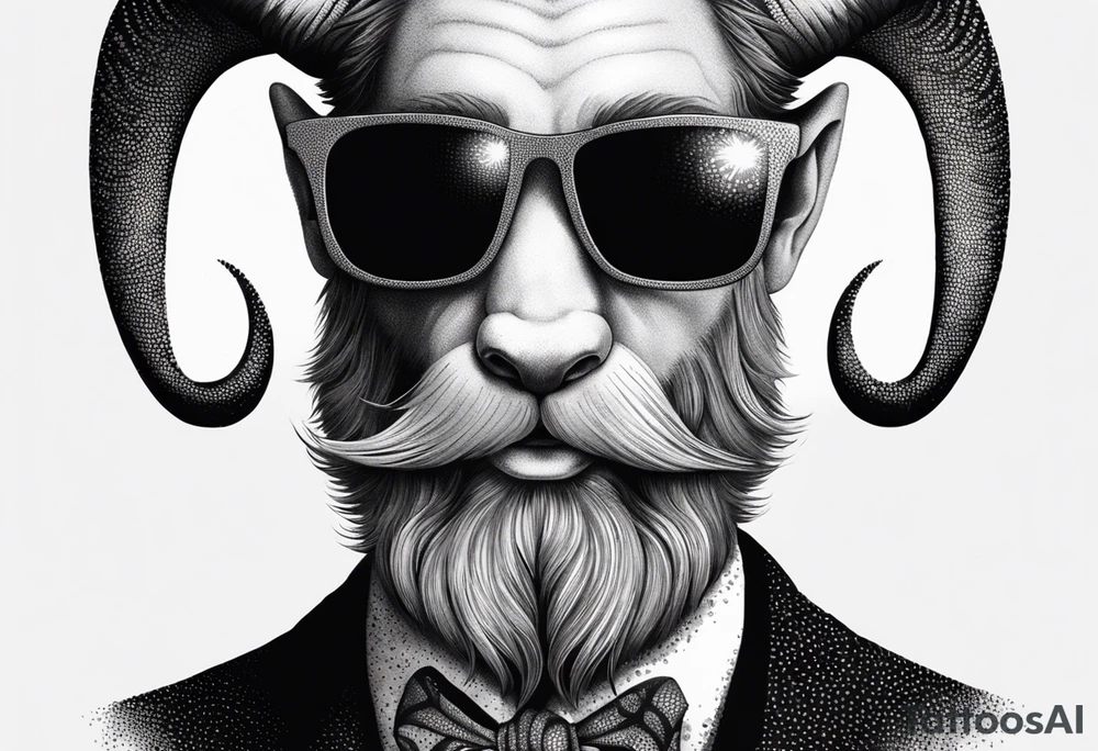 capricorn with beard and sunglasses tattoo idea