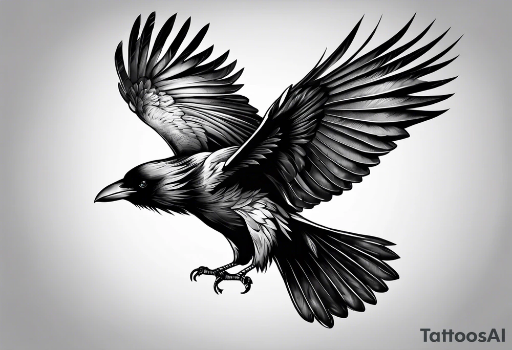crow with open wings tattoo idea