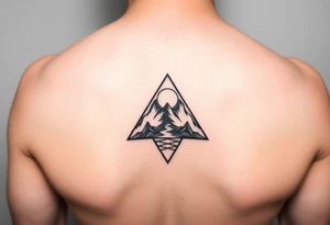 Geometric small triangle about different paths in life merge together and become stronger while being psychedelic and trippy tattoo idea