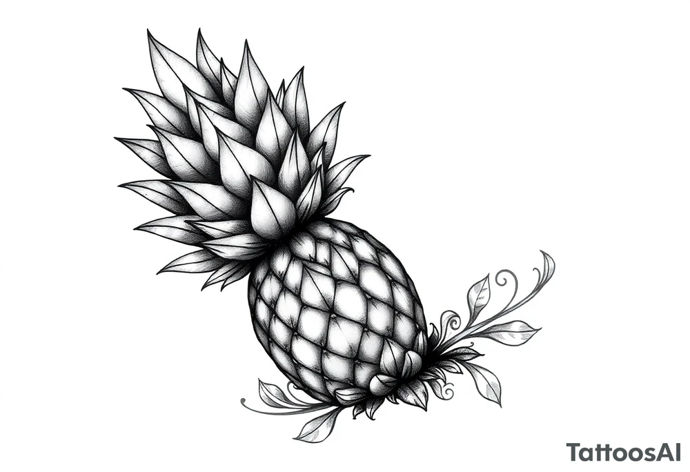 Bushy crown pineapple vagina, design to go over vagina , erotic vagina area design, anus to be at the bottom tattoo idea