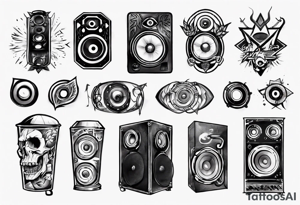speaker, staff, dj, forearm tattoo idea