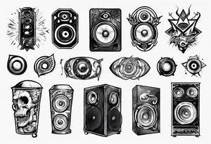 speaker, staff, dj, forearm tattoo idea
