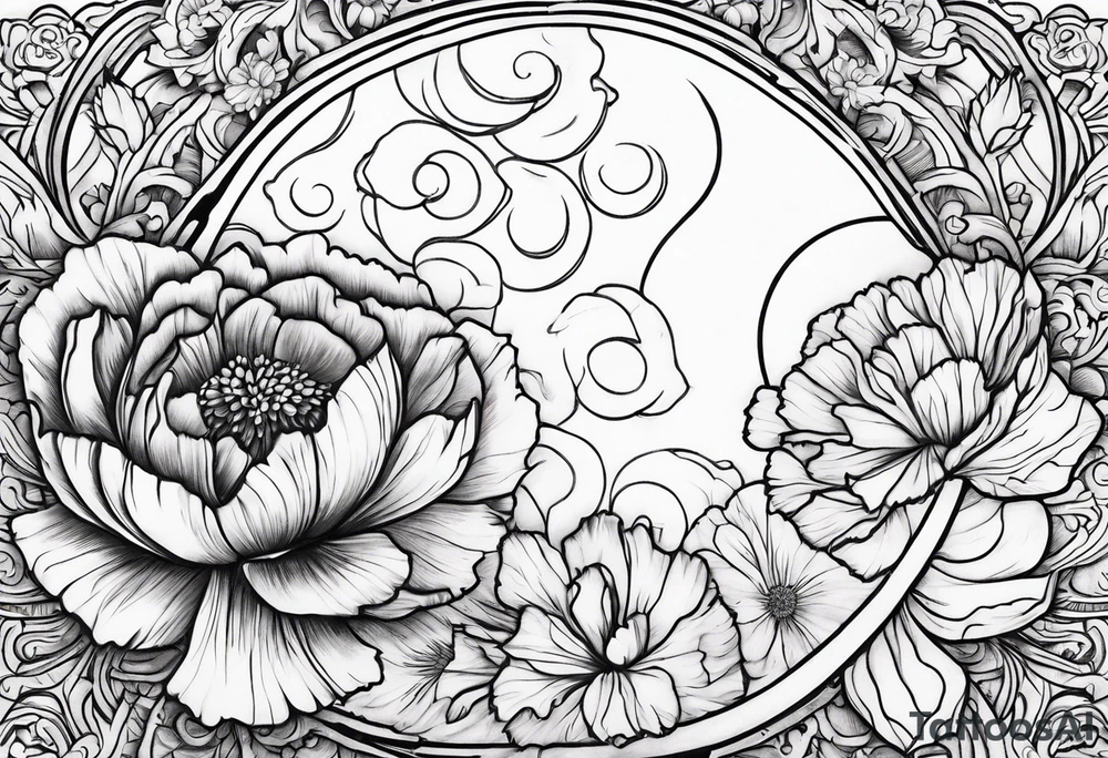 Moon and carnation sun tattoo idea