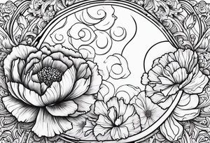 Moon and carnation sun tattoo idea