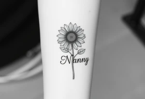 sunflower and 
the word Nanny as the stem tattoos tattoo idea