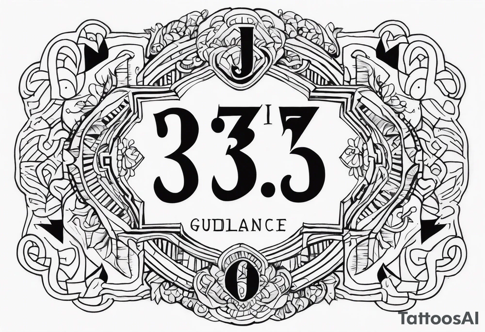 The numbers 333 with the word guidance underneath and the initials JJF; tattoo idea