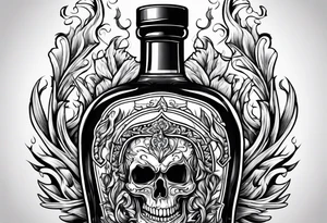 Flaming rag in whiskey bottle tattoo idea