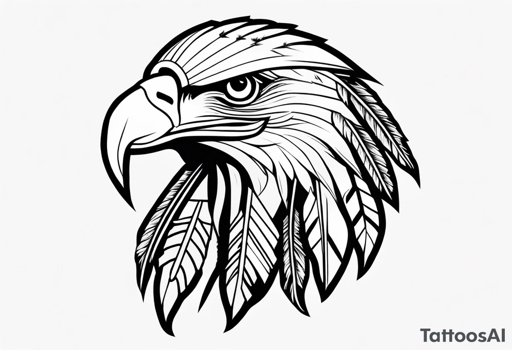 Eagle with Native American bonnet tattoo idea