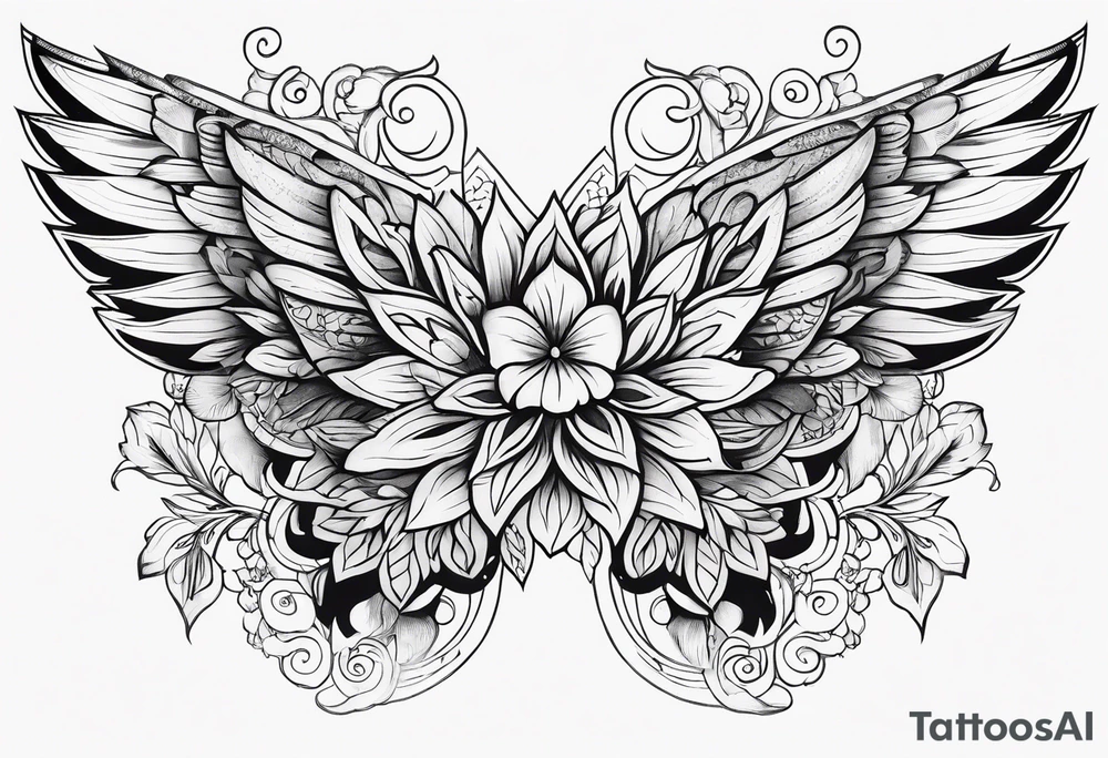 wing, flower, tattoo idea