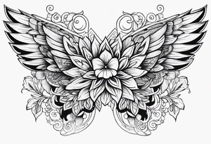 wing, flower, tattoo idea