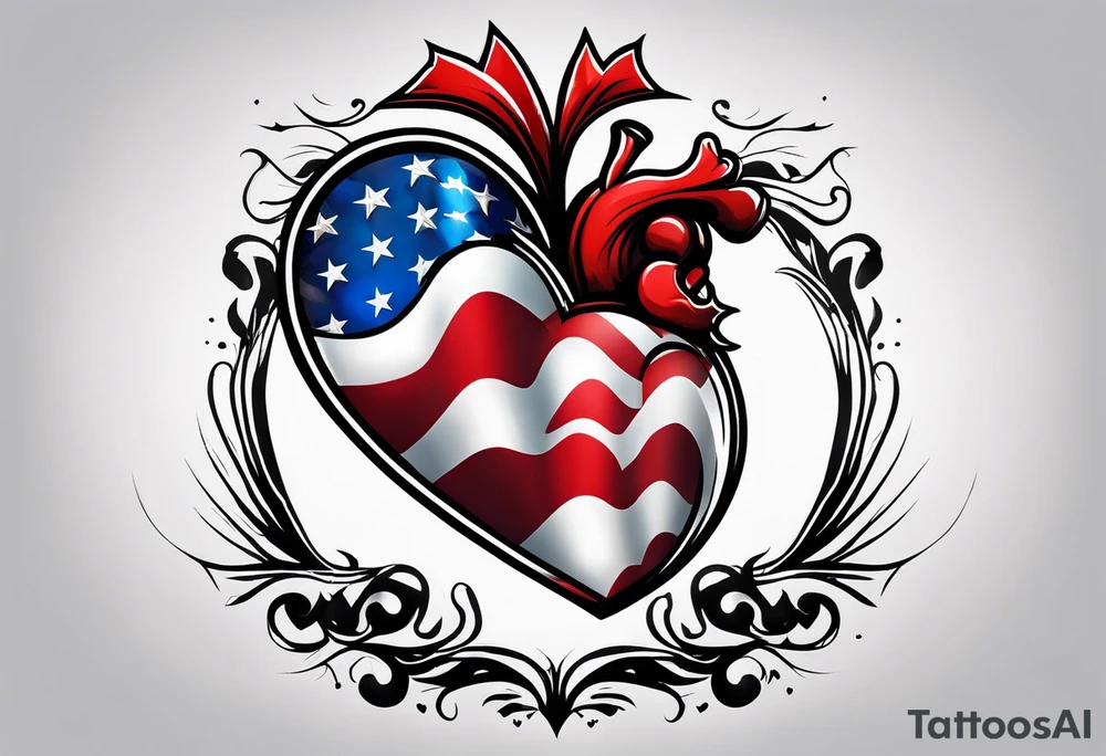 American flag insde of a heart tattoo idea