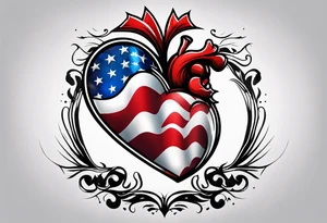 American flag insde of a heart tattoo idea