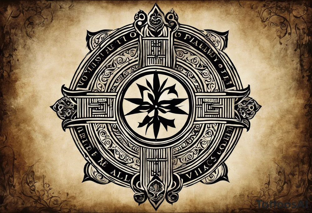 The tattoo is spiritually driven, using the Latin quote "Vincit qui see Vincit," which translates to "He who conquers himself conquers the world." Create this tattoo using the ideas of the warrior spirit, discipline, and growth in all aspects of life. The tattoo will be on the forearm tattoo idea