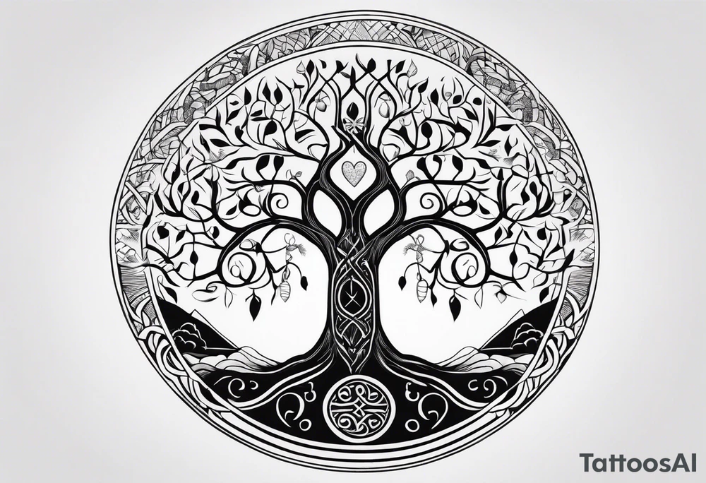Nordic tree of life , 777 tattoo idea