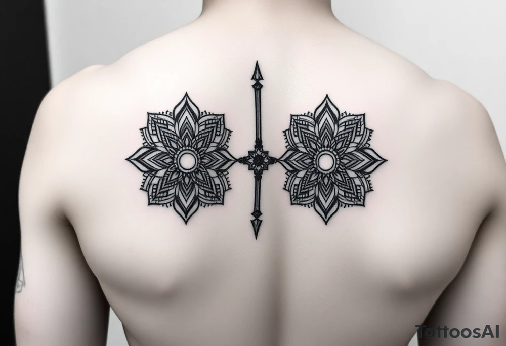 Half arm sleeve - kidney made of two mandala / geometric designa tattoo idea
