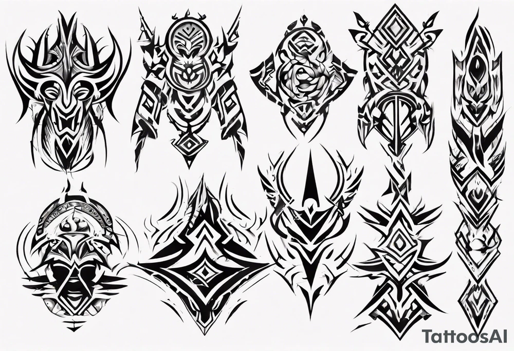 combine E and H with tribal pattern tattoo idea