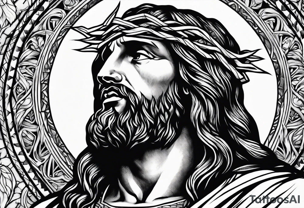 Pain suffering of Jesus Christ tattoo idea