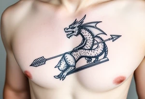 dragon sleighed by arrow tattoo idea