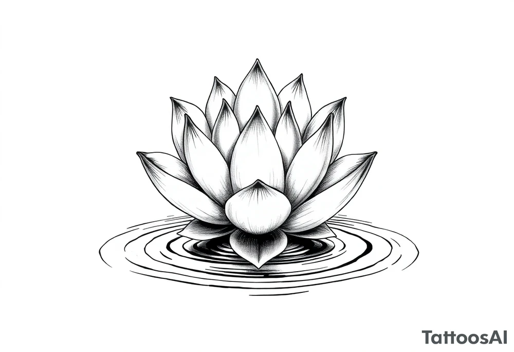 serene lotus flower emerging from sacred waters with ripples tattoo idea
