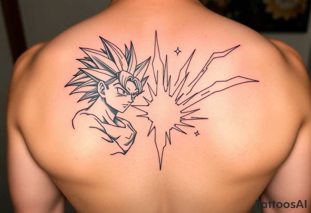 legendary dragonball z scene with energy aura and power effects tattoo idea