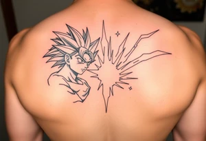 legendary dragonball z scene with energy aura and power effects tattoo idea