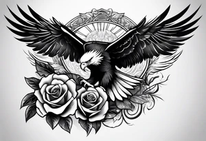 Eagle rose skull tattoo idea