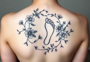 Charles 
Baby footprint 
1-14-23 
Surrounded by floral vines tattoo idea