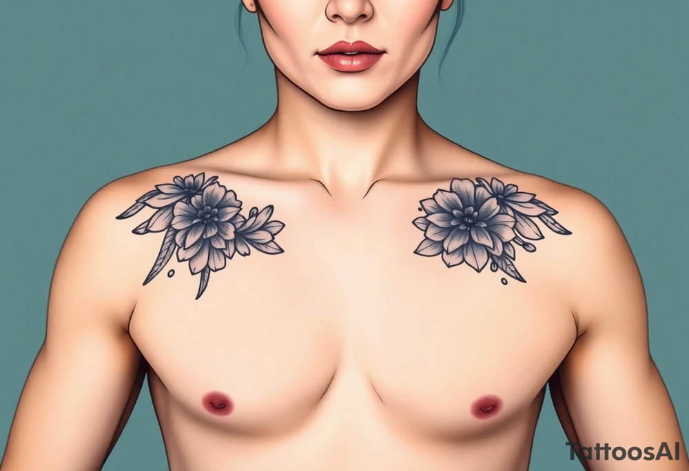 Naked women , front view , torso Only tattoo idea