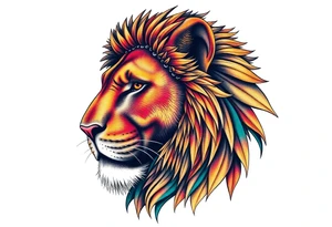 Close up majestic lion with. Side should show change, growth and purpose tattoo idea