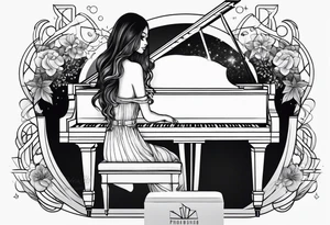 piano music girl tattoo idea