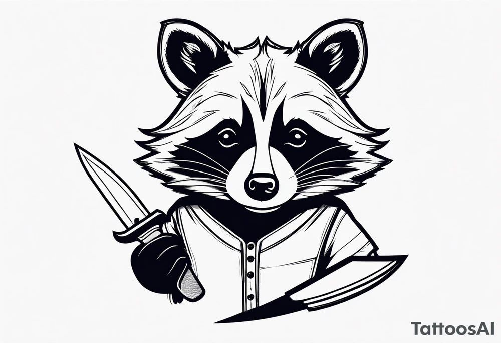 Raccoon holding a knife tattoo idea