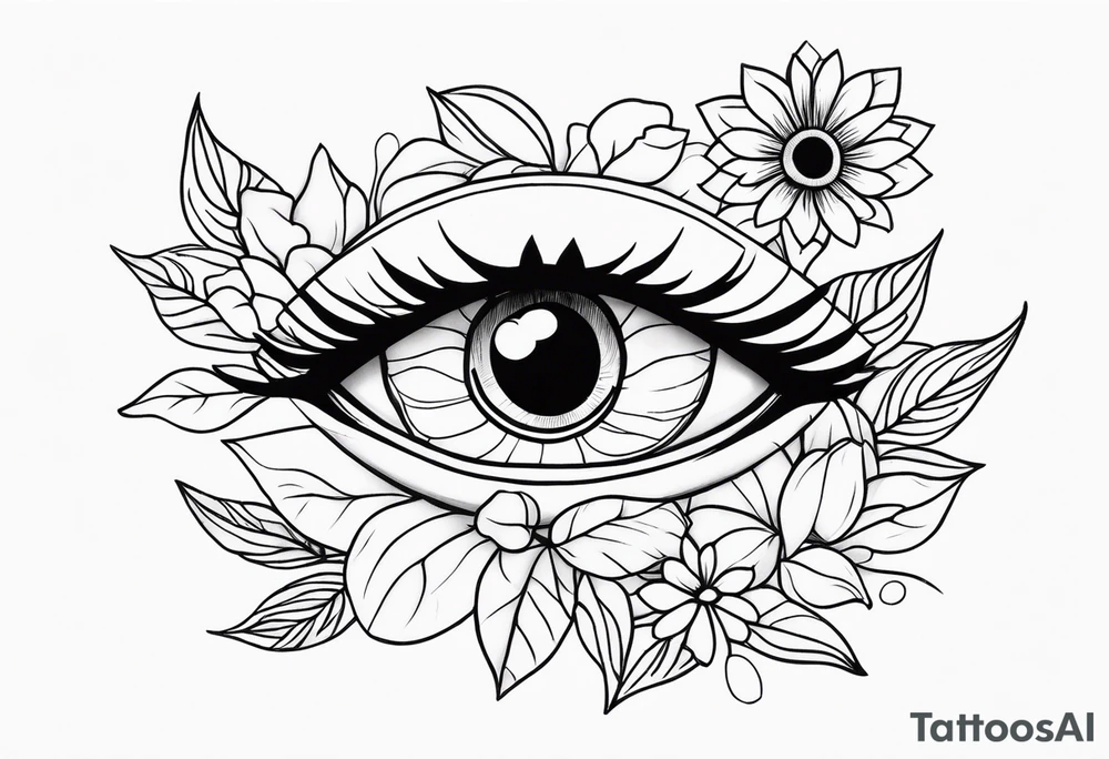 eye pumpkin flowers tattoo idea
