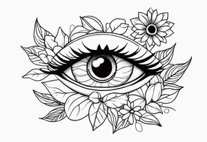 eye pumpkin flowers tattoo idea