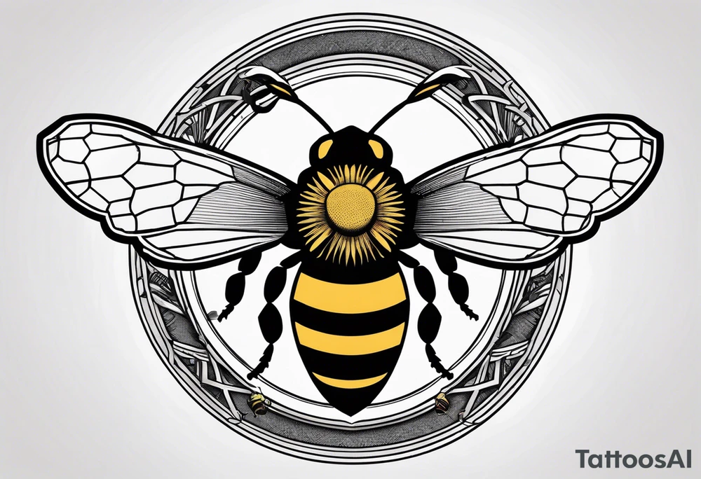 a bee inside of a emblem, like a family blason tattoo idea