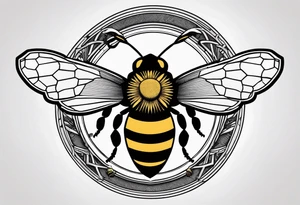 a bee inside of a emblem, like a family blason tattoo idea