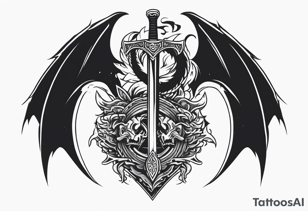 Valhalla sword shield dragon axe tattoo idea