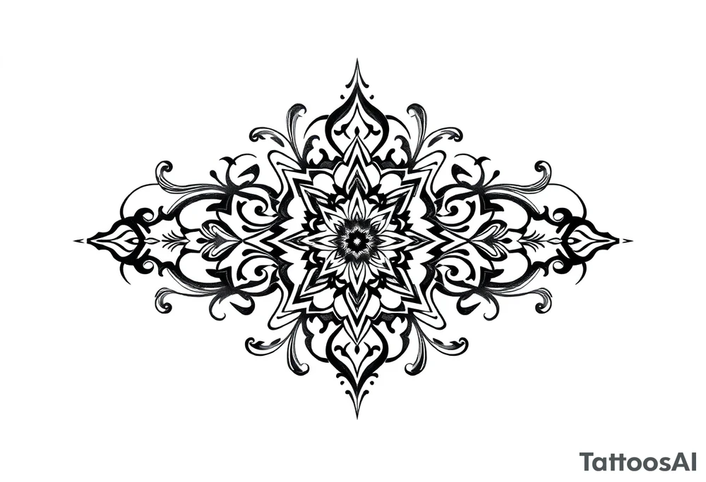 mytical shaman and witch ancient ornament with rhyme tattoo idea