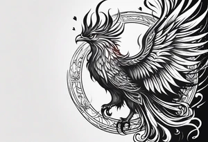 Depict a phoenix rising from flames shaped like hearts, symbolizing the transformative power of love and the strength that emerges from the ashes of challenges. tattoo idea