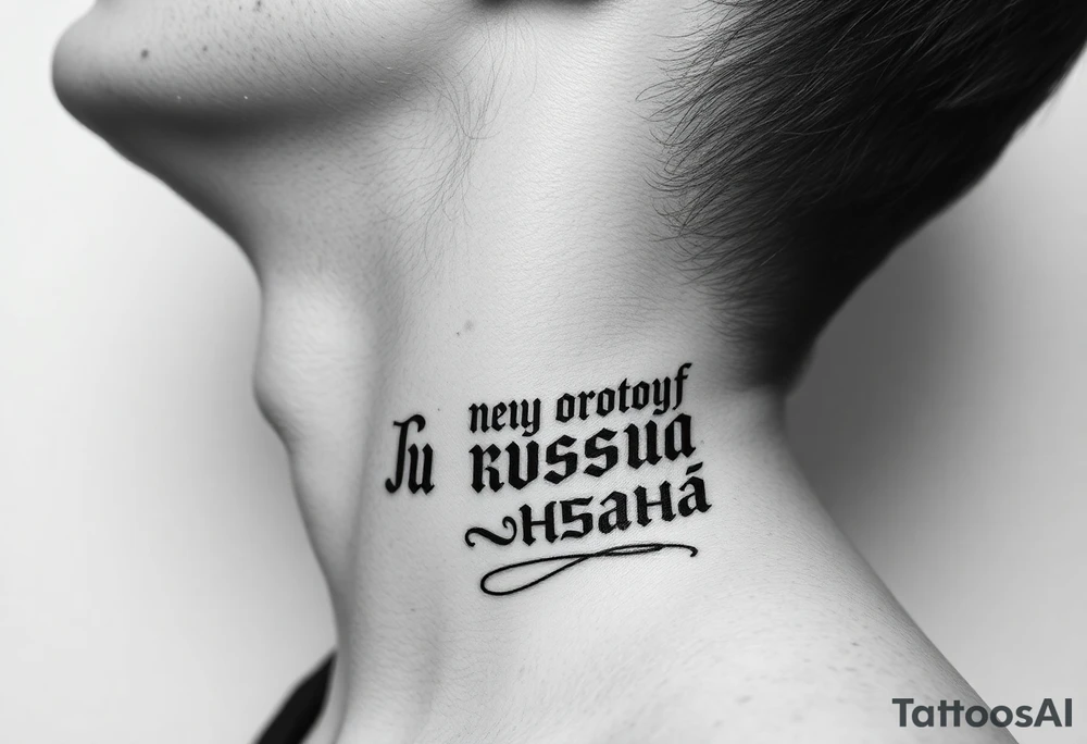 russian orthodox phrase IN russian on the side of my left neck tattoo idea