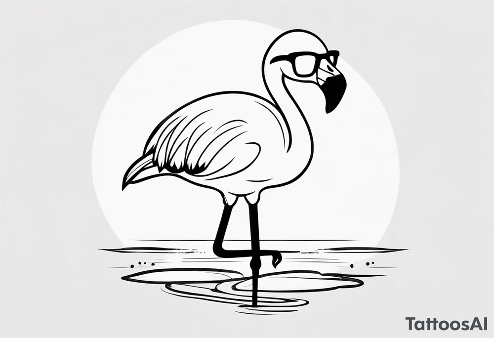 cute flamingo with glasses on tattoo idea