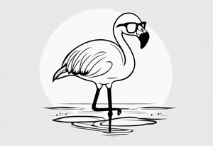 cute flamingo with glasses on tattoo idea