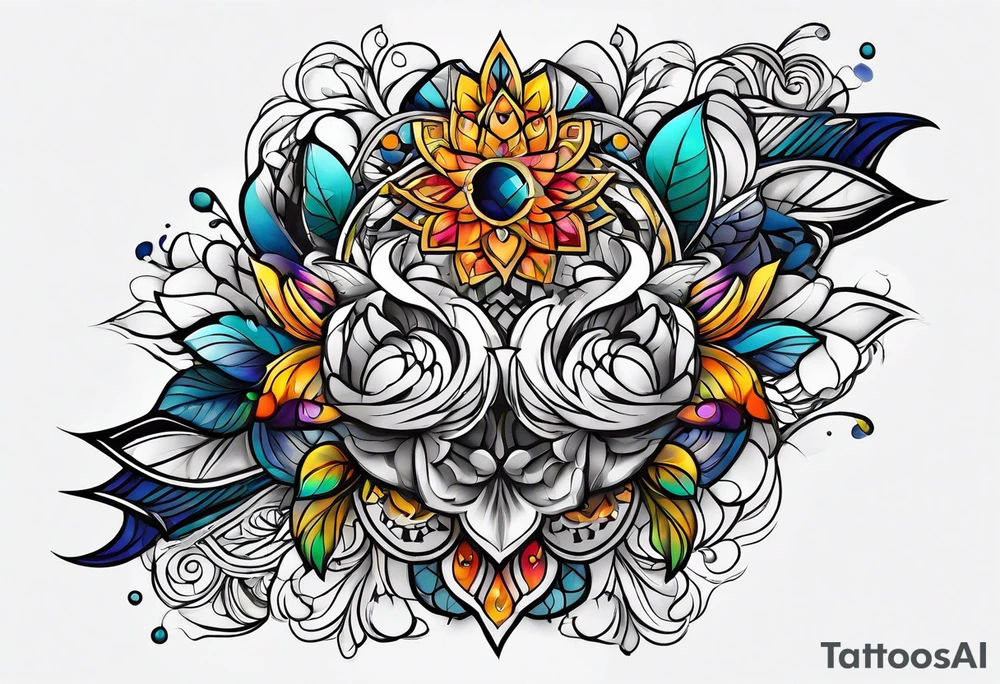 abstract on hand, no people tattoo idea