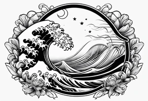 wave in circle tattoo idea